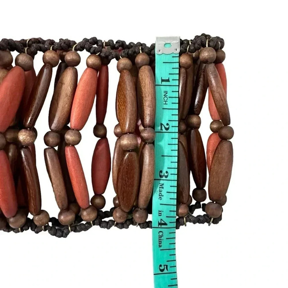 Vintage HIPPIE BOHO TRIBAL WOOD HIPSTER BELT - Picture 5 of 7